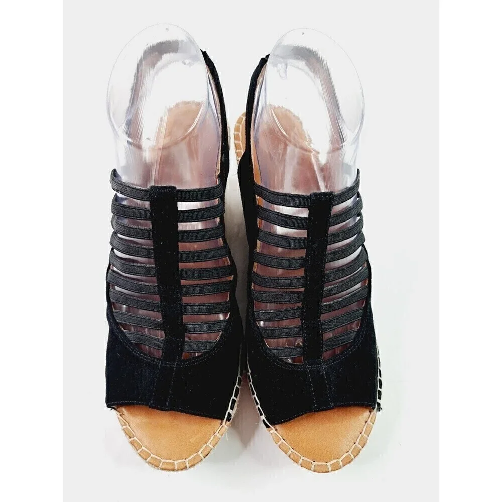Gentle Souls by Kenneth Cole Womens Charli Elastic Slingback Wedges Black SZ 8.5